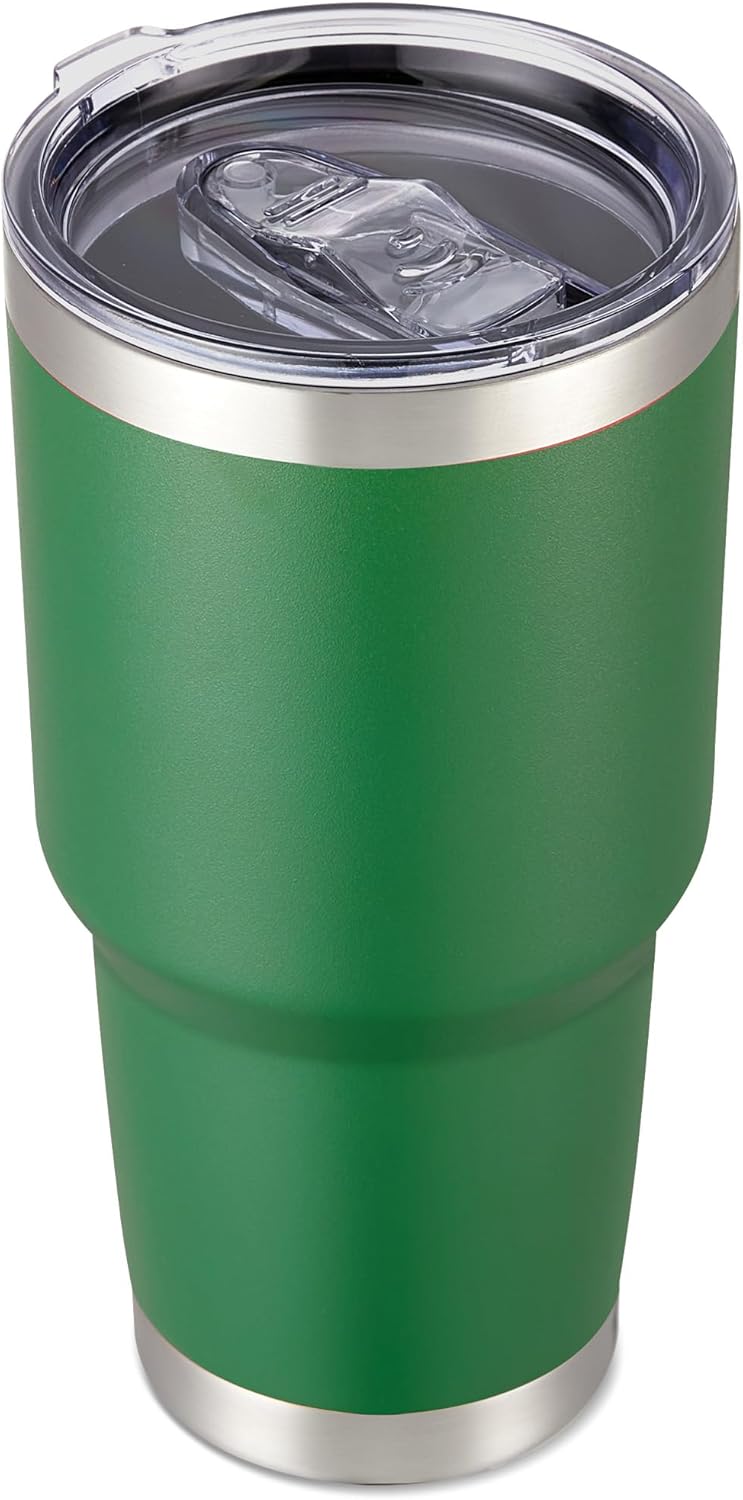 COOL YOLEB 30 oz Tumbler with Lid Stainless Steel Tumblers Vacuum Insulated Cup Reusable Powder Coated Travel Mug Double Wall Leak Proof Portable Cups Keep Cold Drinks for 12 Hours, Dark Green, 1 Pack