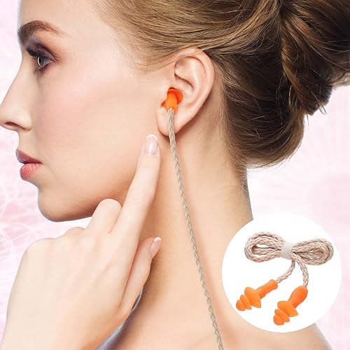 Miniatura 10 de 20 pares de tapones para los oídos con cadena tapones para los oídos de silicona reutilizables con banda de cadena tapón para los oídos cancelación