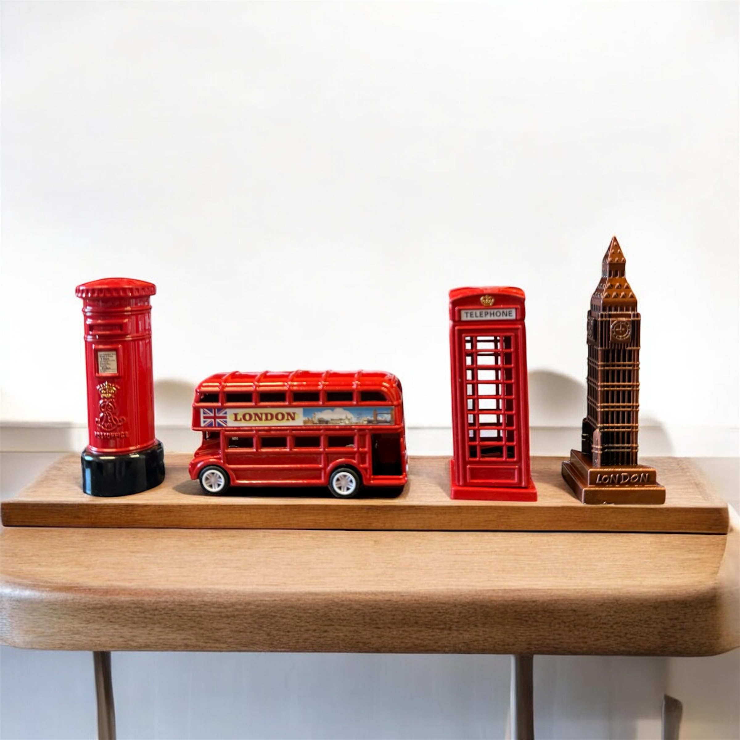 London Souvenir Pencil Sharpener Set, 4 Piece with Big Ben, Red Double Decker Bus, Telephone Box and Post Box, Desktop Decorative School Supplies (4)