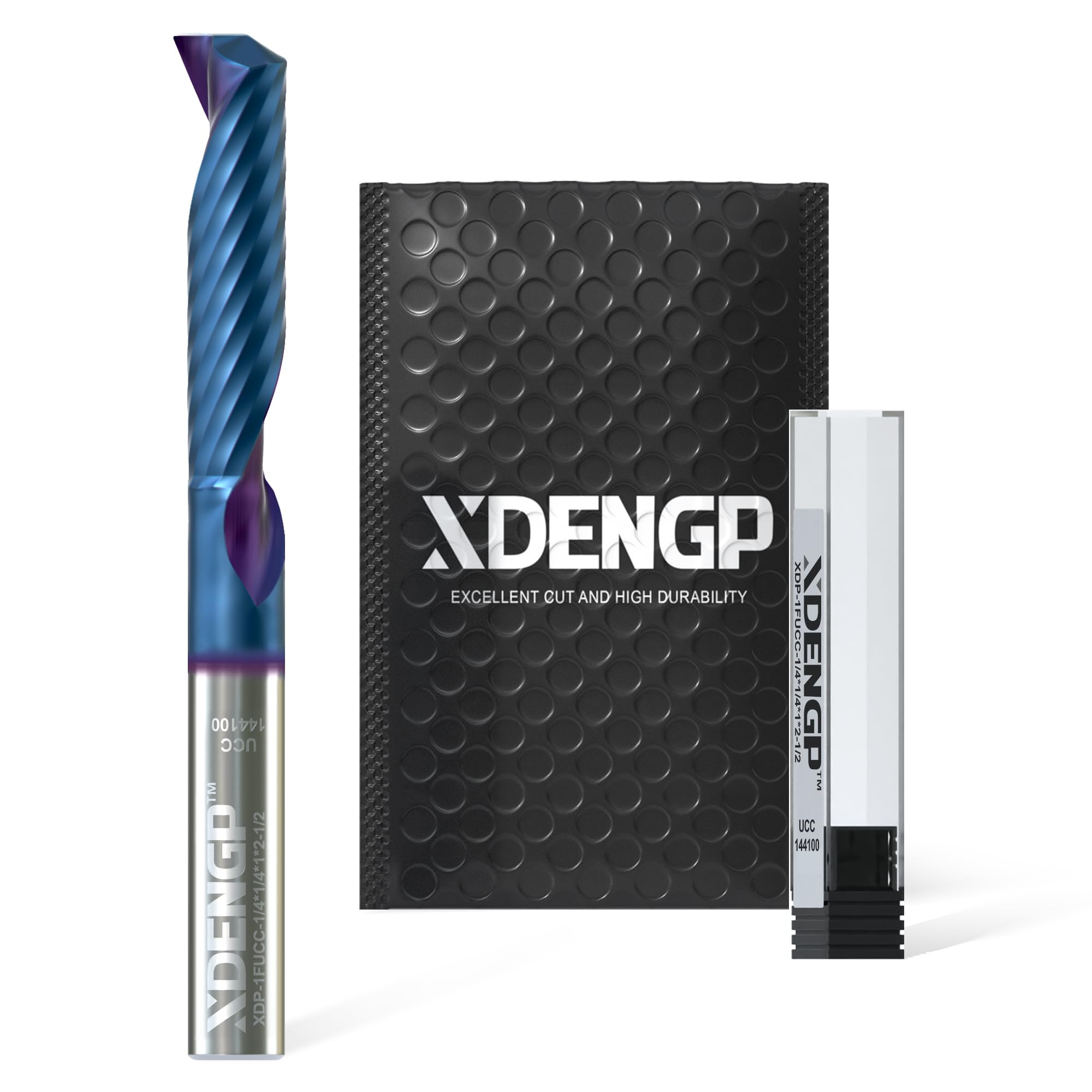 XDENGP O Flute Up Cut Spiral Router Bit for CNC, 1/4" Dia - 1" CL - 1/4" Shank, Tungsten Carbide, 1 Flute