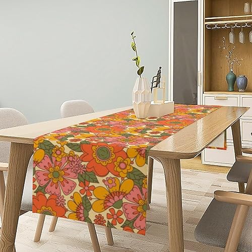 Miniatura 2 de Camino de mesa floral retro de los años 70, margarita hippie con flores de paz y amor, fiesta de cumpleaños, decoración del hogar, cocina y comedor,