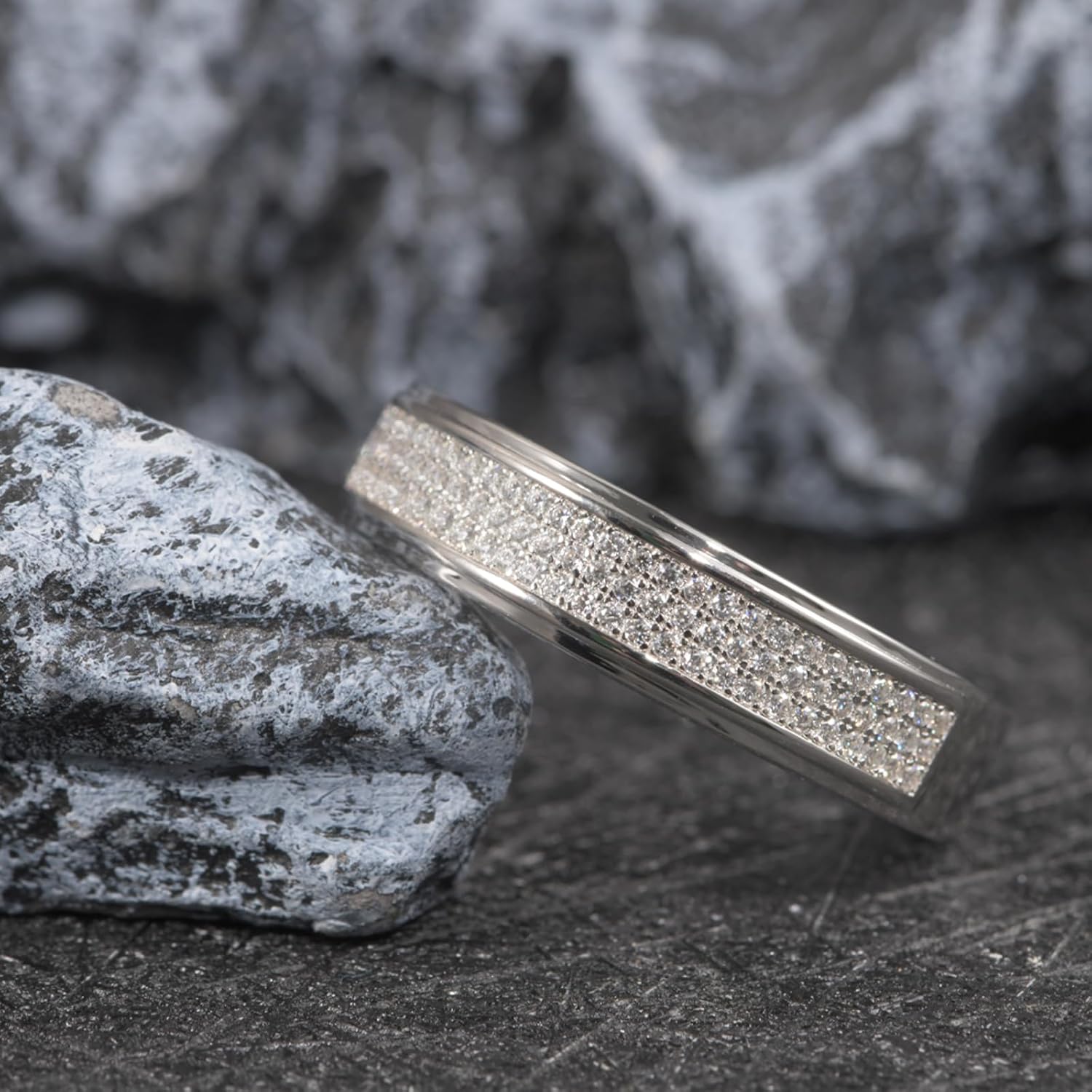 Wedding Rings For Men 925 Sterling Silver Rings Men'S Hip Hop Anniversary Wedding Band Gifts For Men Gold Plated 1ct Micro Pave Cubic Zirconia - Image 3