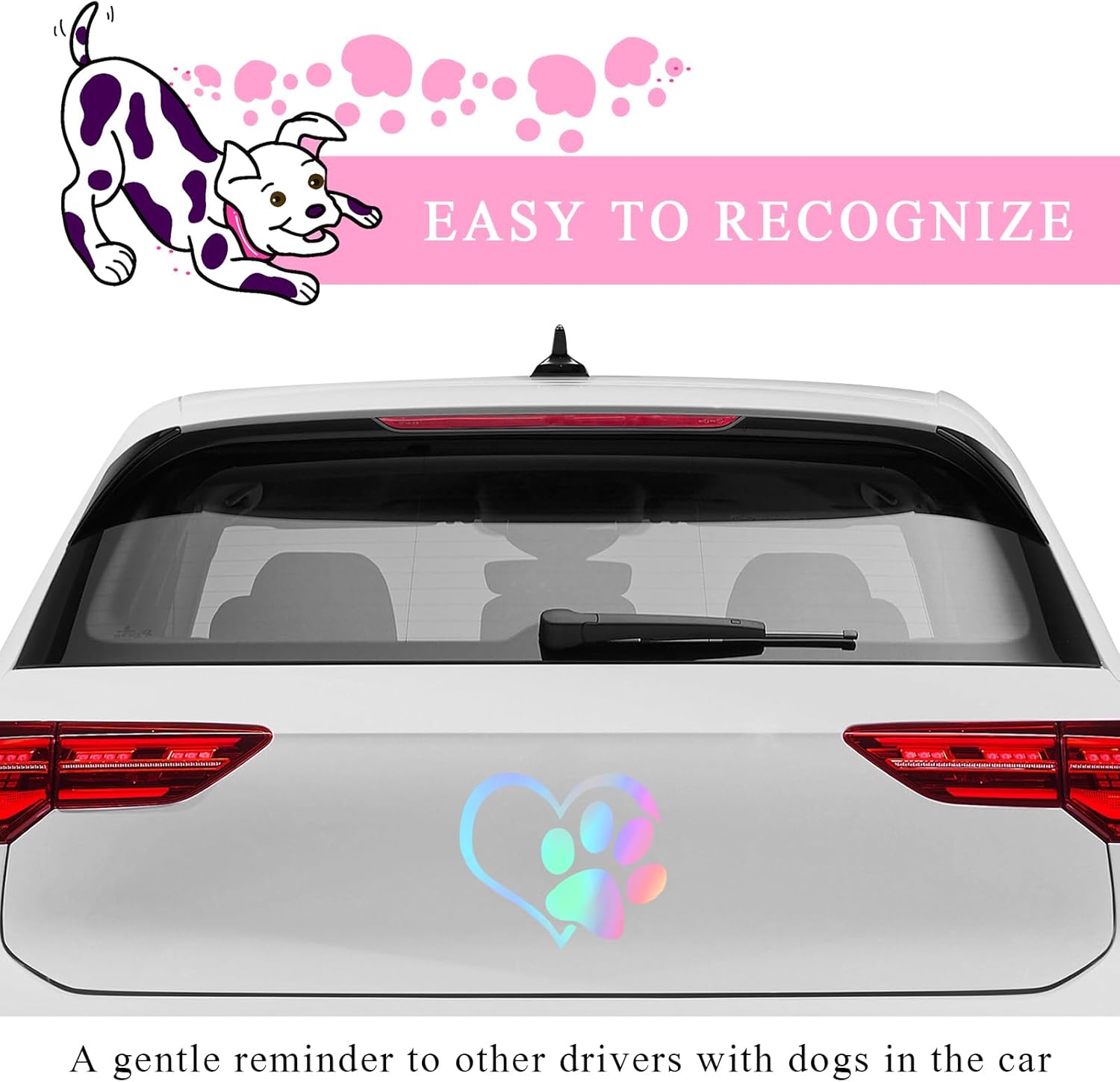 Pet Dog Paw Print Sticker, Love Heart Dog Paw Stamped Automotive Window Decor Decal, Cute Paw Stickers for Vehicles Windows Walls Laptop Luggage, Exterior Car Accessories (Colorful) - Image 4