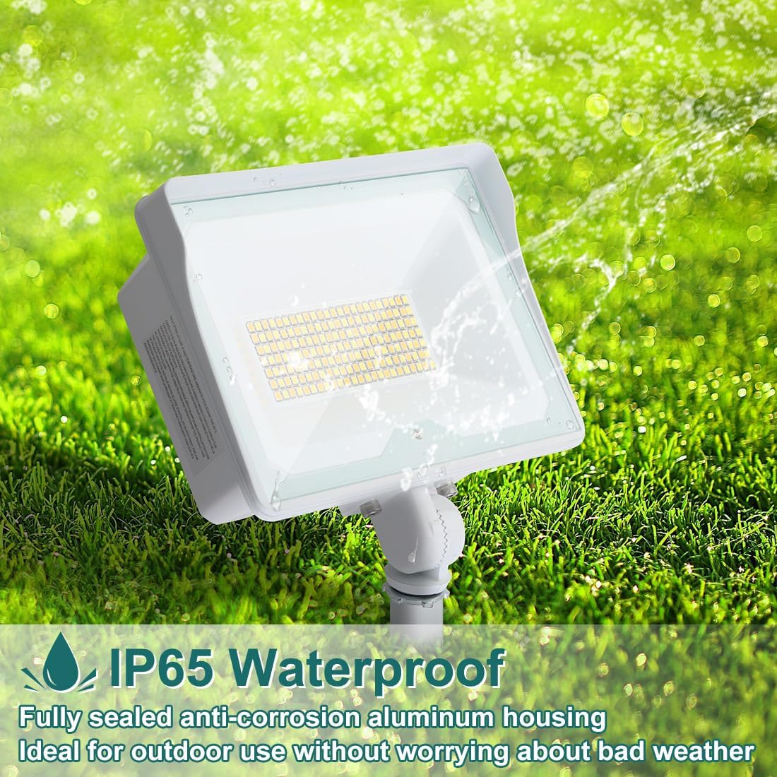 kadision 55W White LED Flood Light with Dusk-to-Dawn Photocell, 3000K/4000K/5000K Selectable, 120V 6600lm IP65 Waterproof Knuckle Mount Outdoor Security Lights, ETL Listed 1-Pack