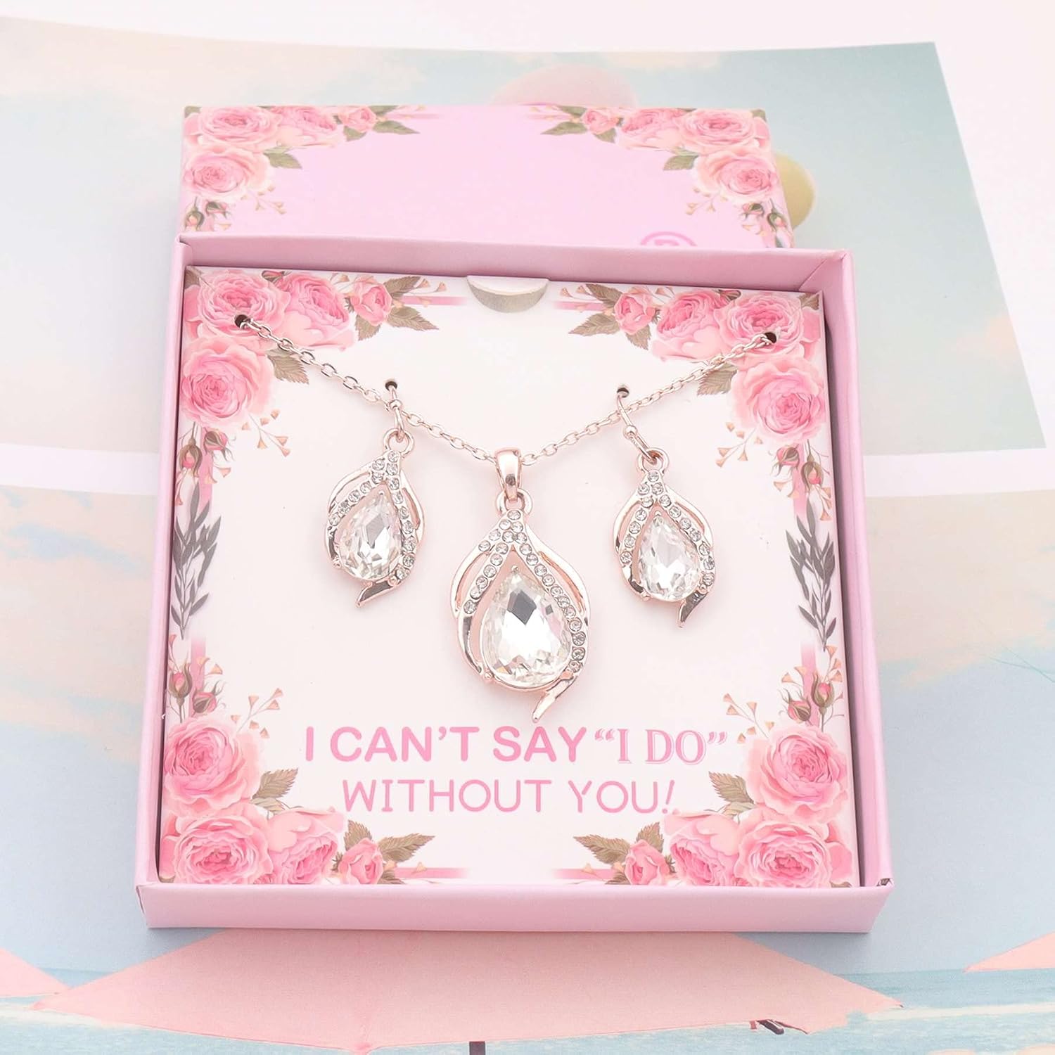 Bridesmaid Jewelry Set for Women 1-4-6-8 Sets Teardrop Necklace Earring Set for Wedding Party Gift image 2
