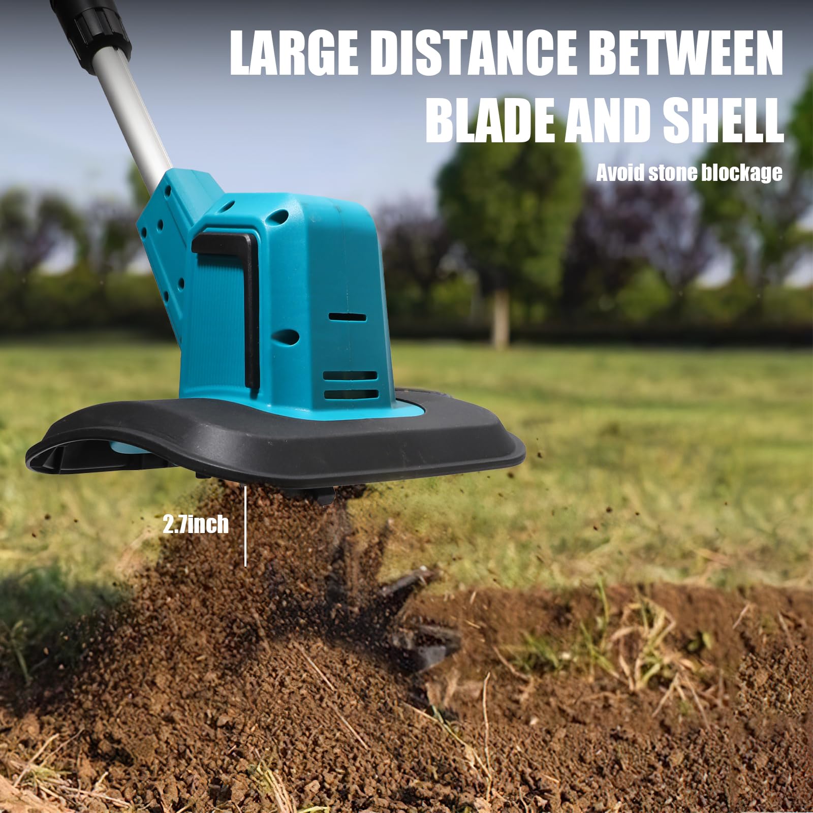 Motobineuse Electrique sans Fil pour Batterie Makita 18V, Largeur de Travail 20 cm, Profondeur de Travail 15 cm, 4 Fraises, Poignée Rabattable, Motoculteur pour Retourner la Terre, Désherber