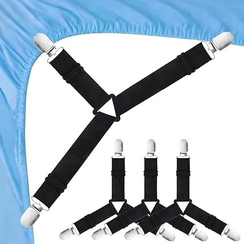 Morcheiong 4 correas ajustables para sábanas con clips para sábanas para ropa de cama, sofás y manteles
