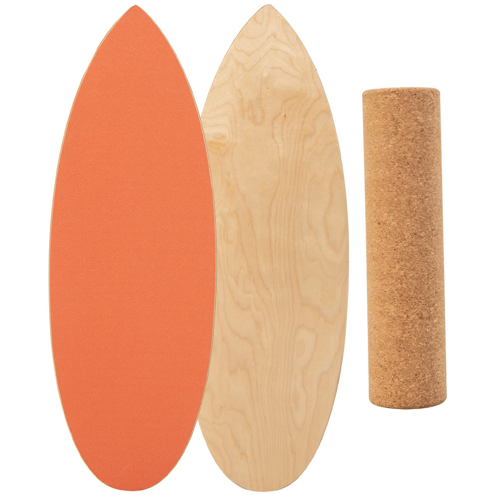 KOMFOTTEU Balance Board Holz, Balancebrett mit Korkrolle & rutschfester Filzmatte, Gleichgewichtsboard Indoor Training Surfen Skaten, Wackelbrett Trickboard max.100kg belastbar
