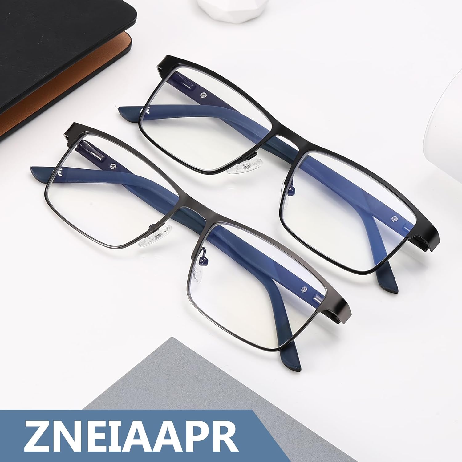 Nearsighted Metal Myopia Glasses Men, Blue Light Spring Hinge Shortsighted Distance Glasses - Image 8