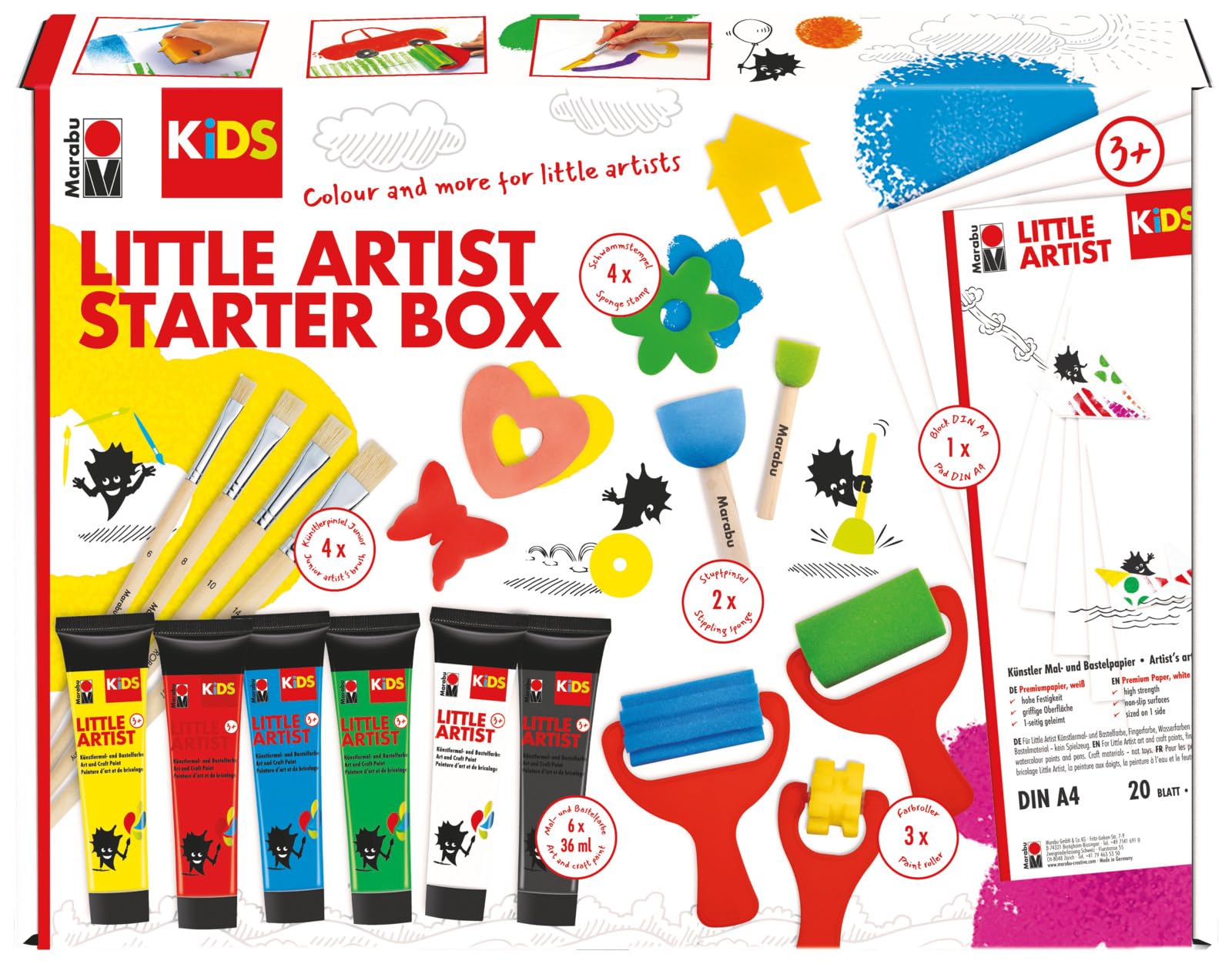 Marabu Kids Little Artist Starter Box - Ultimate Art Set for Drawing and Craft for Boys, Girls and Older Kids - Painting for Children & Art Supplies with Ultimate Arts & Crafts Starter Kit