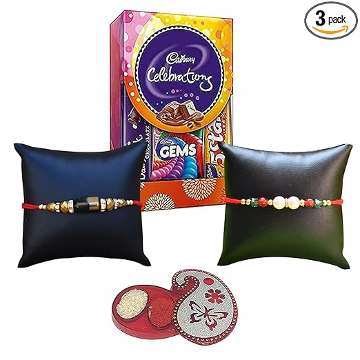 Natali Traders Designer Kids Rakhi Cartoon Rakhi for Brother Kids Set of 2 with Chocolate Box with Roli Chawal and Chopra Rakhi for Baby Boy Girl