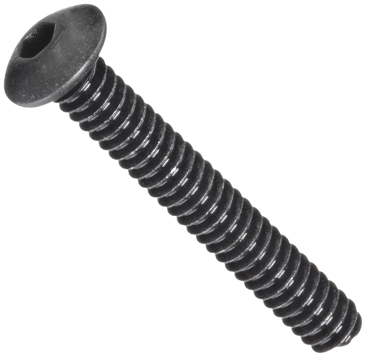 Class 12.9 Steel Socket Cap Screw, Plain Finish, Button Head, Internal Hex Drive, Meets ISO 7380, 40mm Length, Fully Threaded, M6-1 Metric Coarse Threads (Pack of 100)