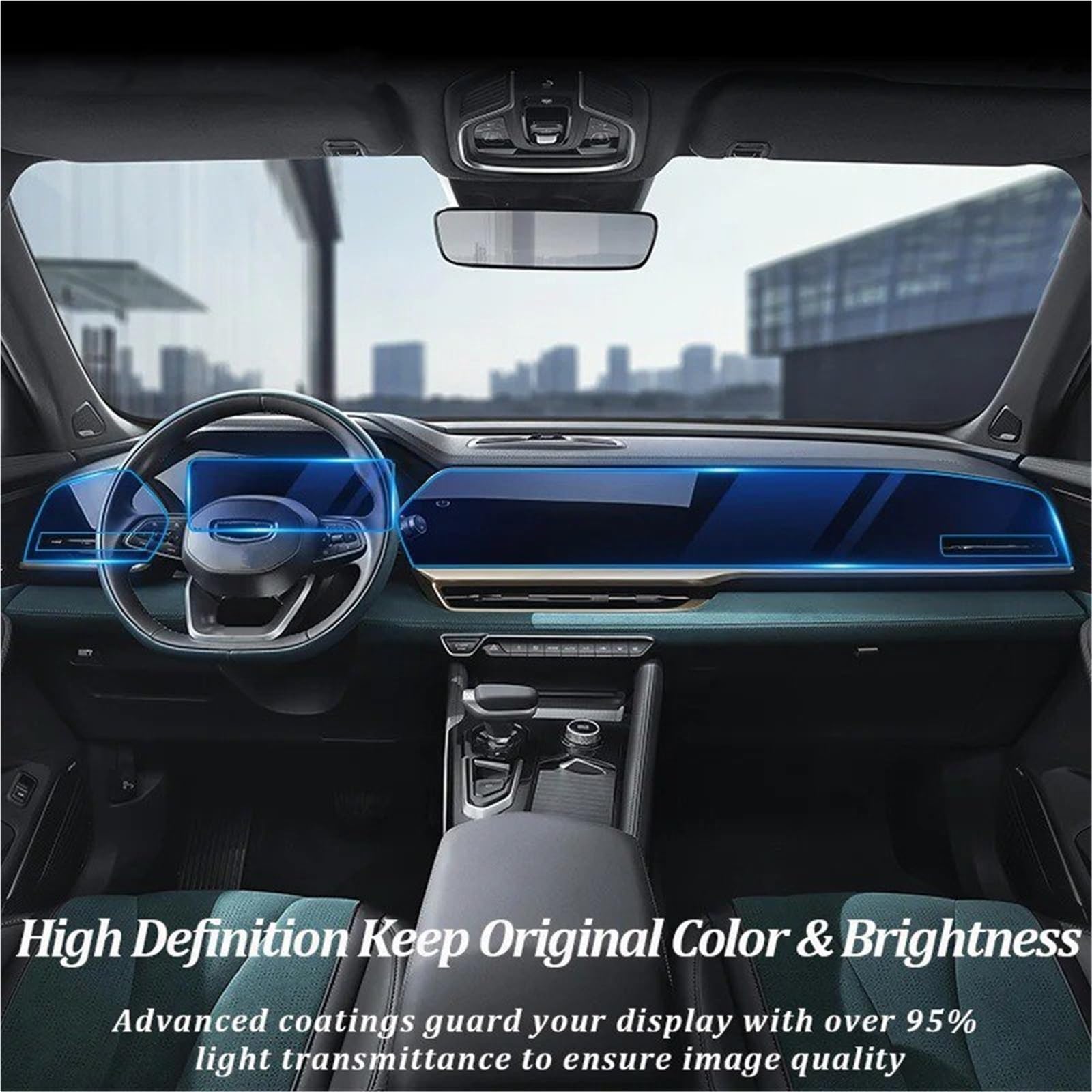 Film Protecteur d'écran pour système de Navigation GPS de Voiture Geely KX11 Monjaro Manjaro 2022-2024 HD Transparent en Verre trempé Anti-Rayures (Anti-lumière Bleue - 3 pièces)