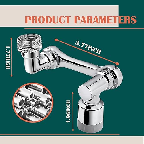 Miniatura 3 de Aireador giratorio de grifo de cocina de 1080 grados extensor de grifo de fregadero de baño con 2 modos de boquilla adecuado para hembras de 20 22