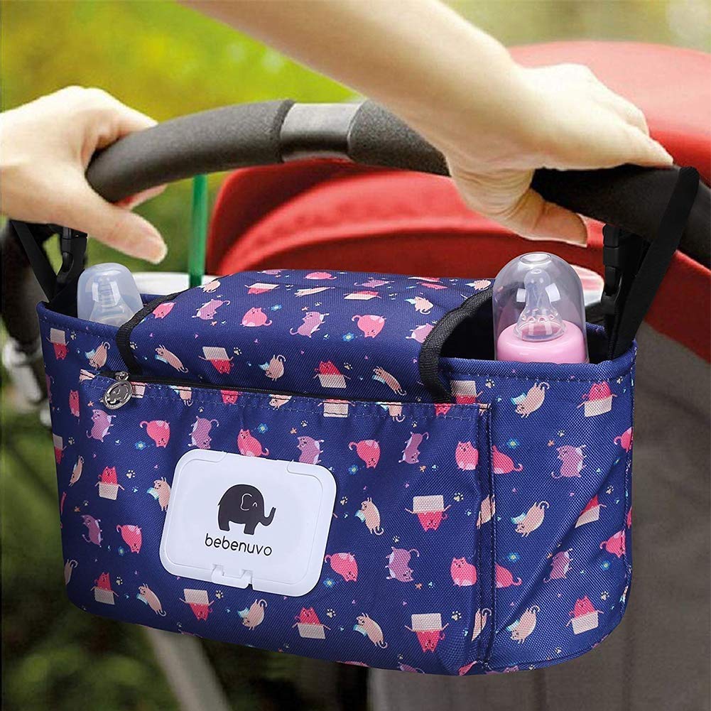 Passeggino Organizer con portabicchieri - animale sveglio salviette per neonati Dispenser - Leggero Stroller Bag - Mini Diaper Bag - Passeggino Accessori