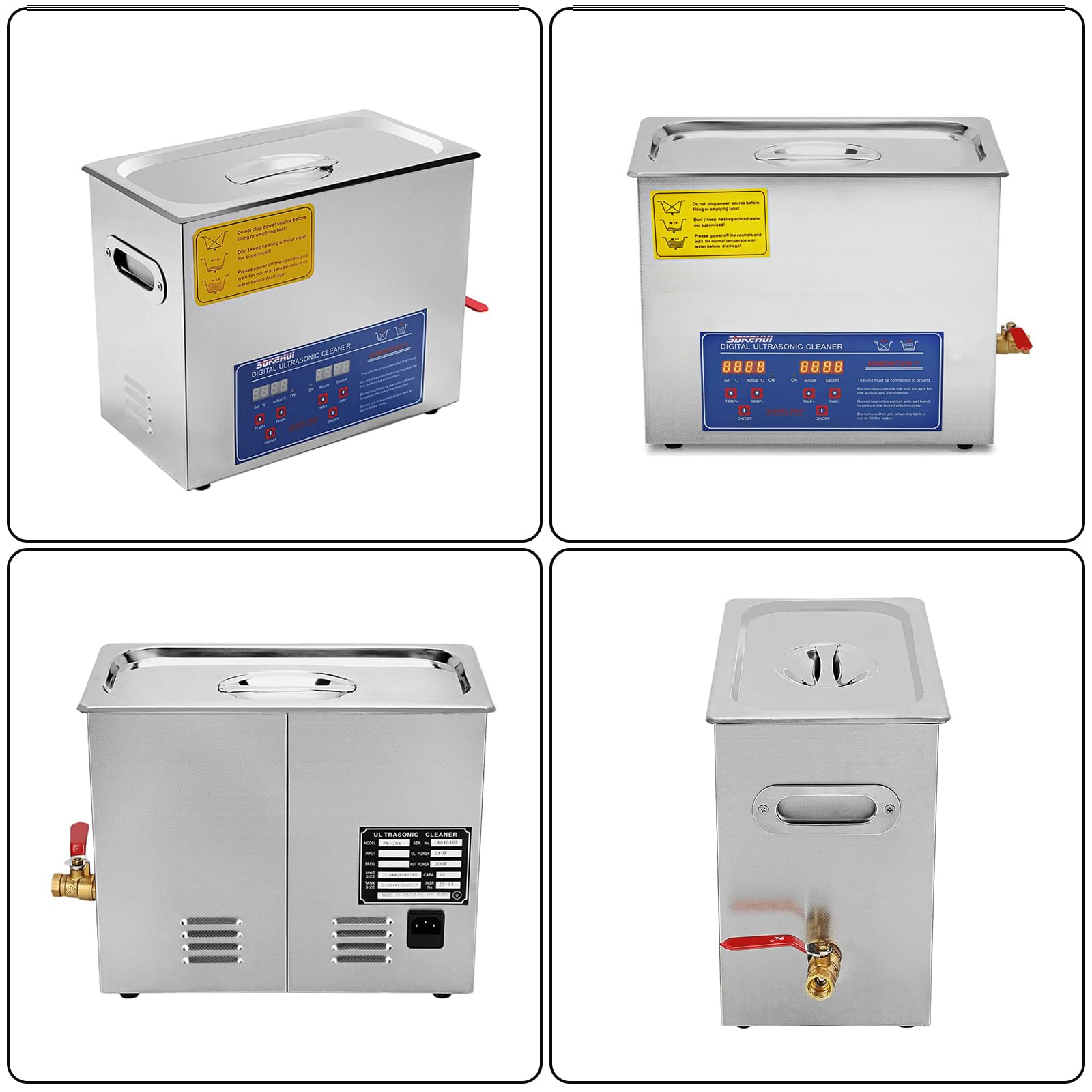 Ultraschallreiniger 6L, Reiniger ultraschallgerät Ultraschallreinigungsgerät Ultrasonic Cleaner, Heizung Digital Timer, fur glasses Jewellery False Teeth Coins, Reinigungshandschuhen Reinigungskorb