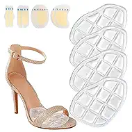 Ball of Foot Cushions for Women 2 Pairs | 8ct Gel Blister Bandages for Feet, Blister Cushion for Heel, Toe, No Slip Metatarsal Pads for Reduce Heel, Toe & Foot Pain, Clear