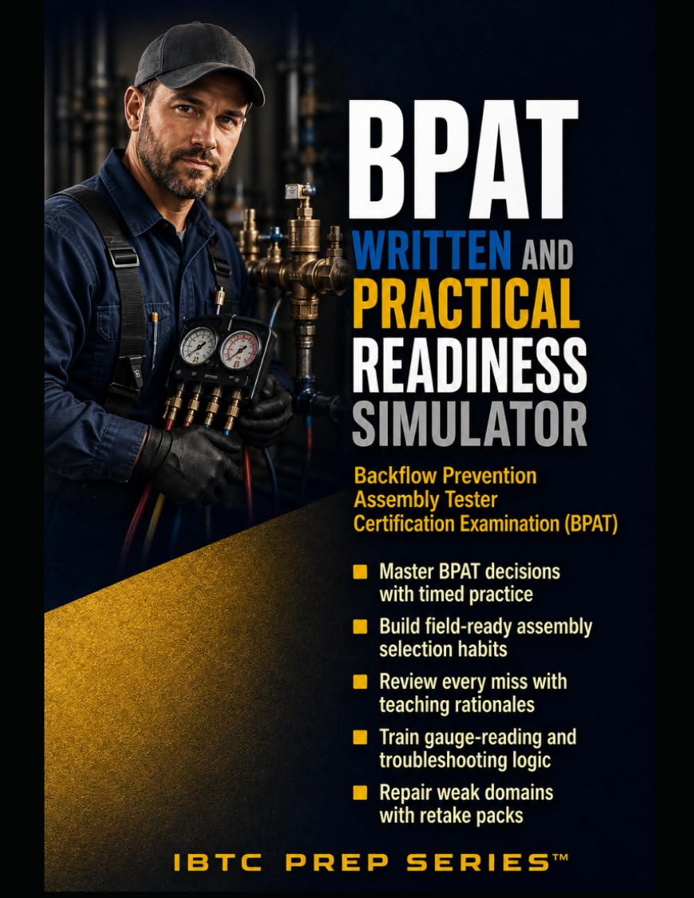 BPAT WRITTEN AND PRACTICAL READINESS SIMULATOR: Written Exam Practice, Practical Procedure Review, Gauge Reading, Assembly Selection, and Cross-Connection Control Training