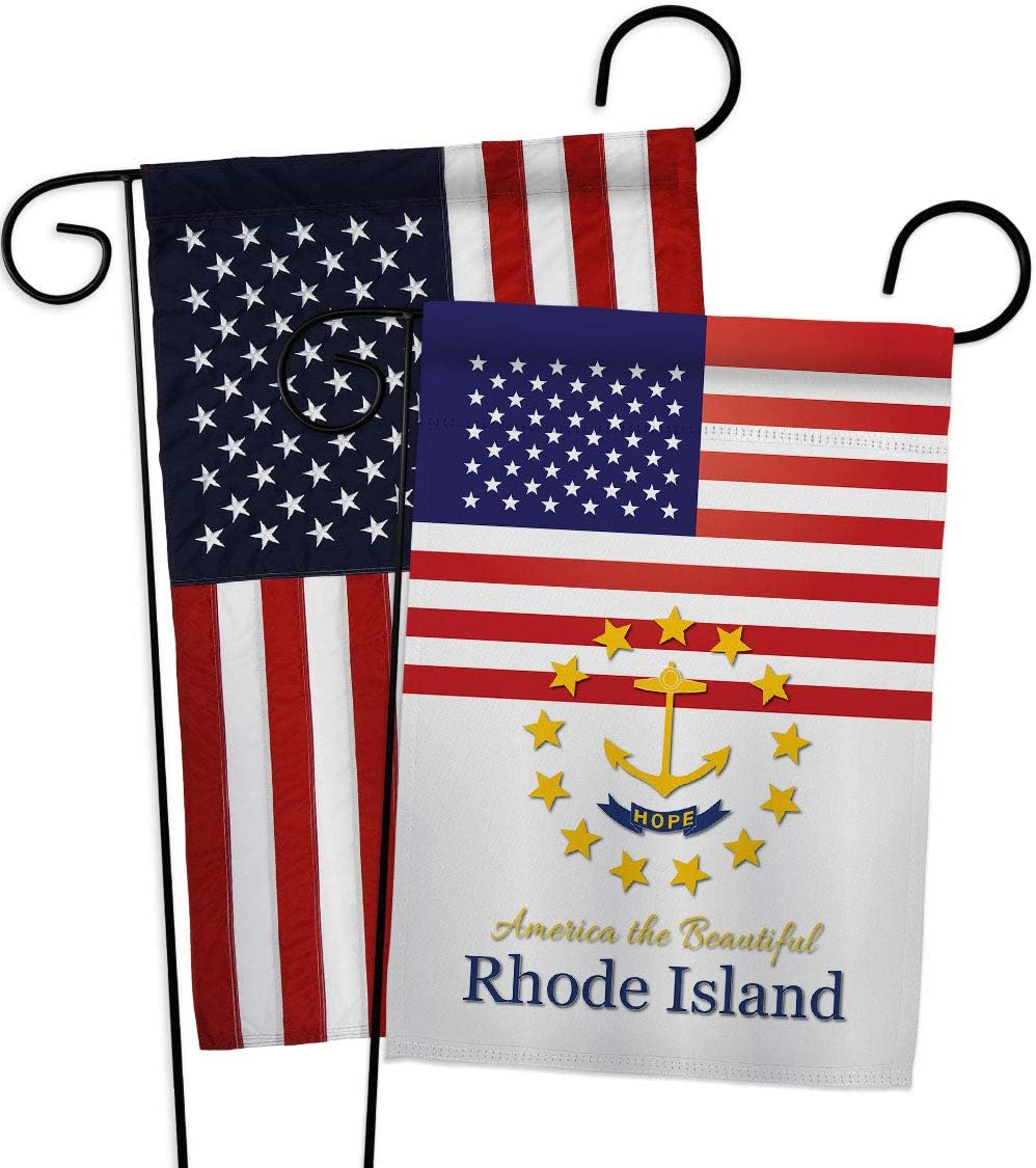 US Rhode Island Garden Flag - Pack Regional States USA American Territories Republic Country Particular Area Applique - House Decoration Banner Small Yard Gift Double-Sided Made in 13 X 18.5