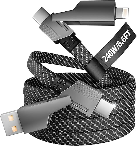 Miniatura 8 de Cable Lightning para iPhone, cable de carga trenzado de nailon 3 en 1, cable de carga múltiple USB, cable de carga rápida con tipo C, micro USB y