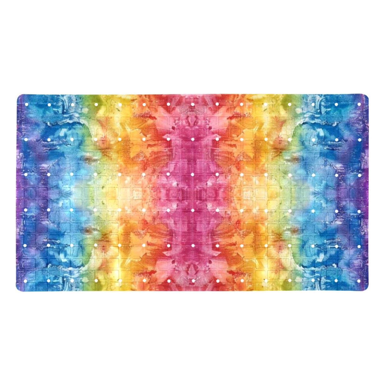 Tapis de bain antidérapant extra long arc-en-ciel à séchage rapide