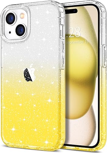 Miniatura 7 de Hython Funda para iPhone 15 Pro Max con purpurina, bonita funda transparente con purpurina brillante, TPU suave antiarañazos, ajuste delgado, a