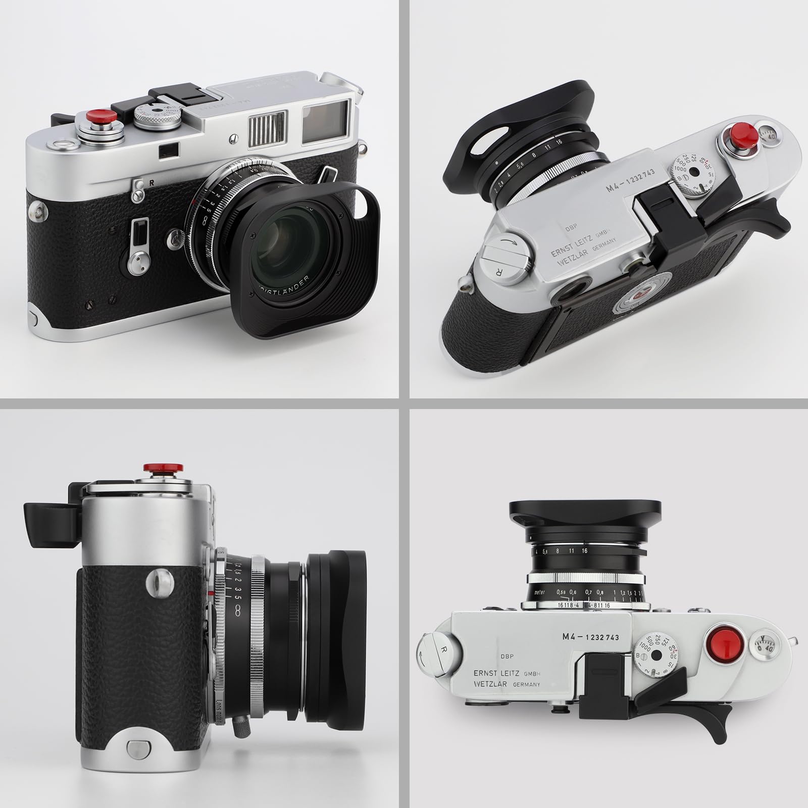 Haoge LH-VM13P - Paraluce quadrato a baionetta, in metallo, con foro di uscita, progettato per Voigtlander 35 mm f2 1:2/35 ULTRON LH-12