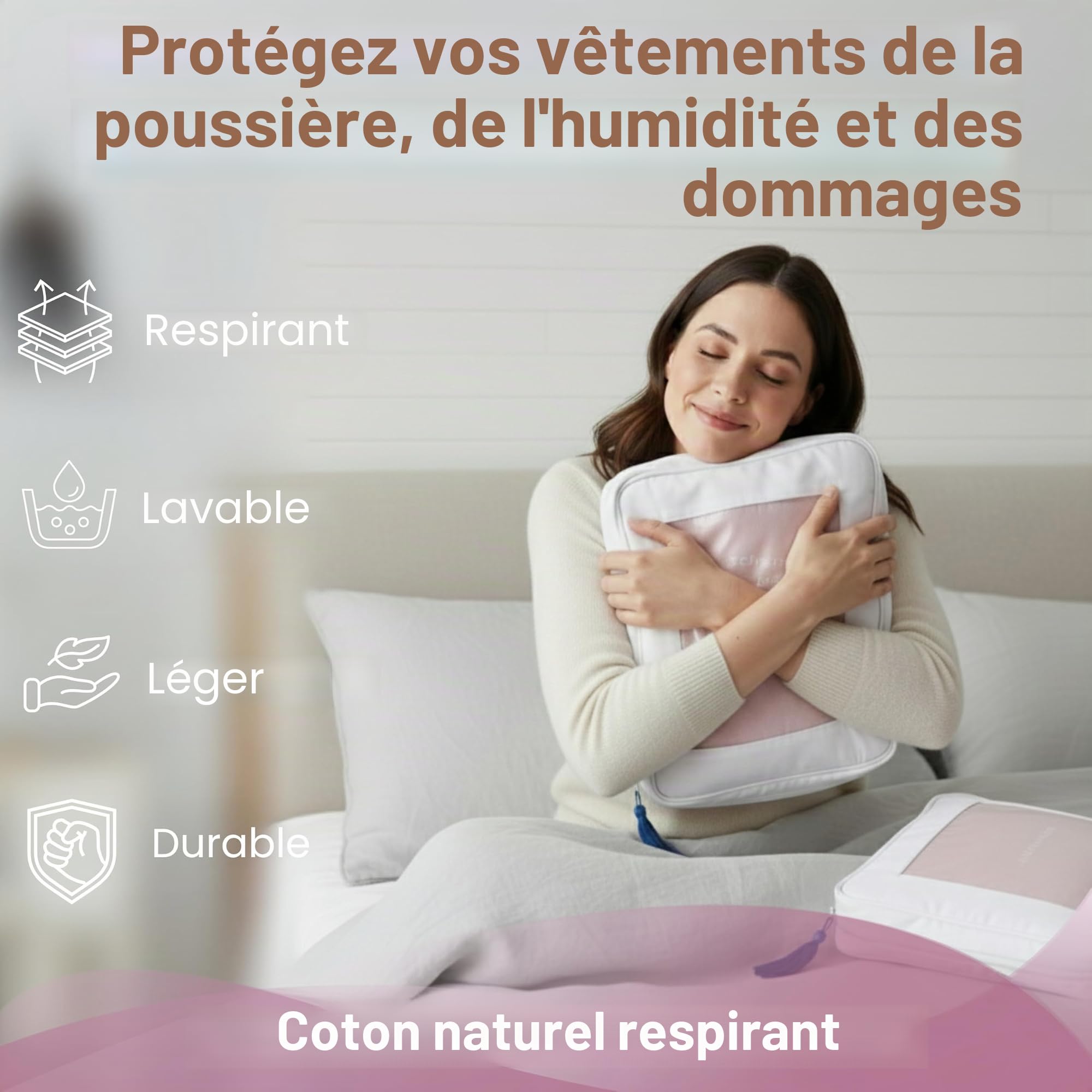 Housse de rangement anti-mites pour la protection d’articles en cachemire (XL)