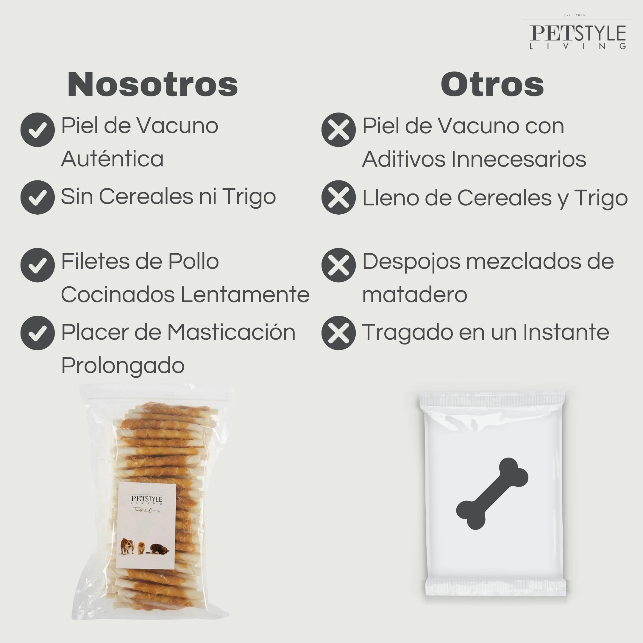 Palitos para Masticar con Pollo - Snacks para Perros - 12,5 cm - Pack 100 Unidades