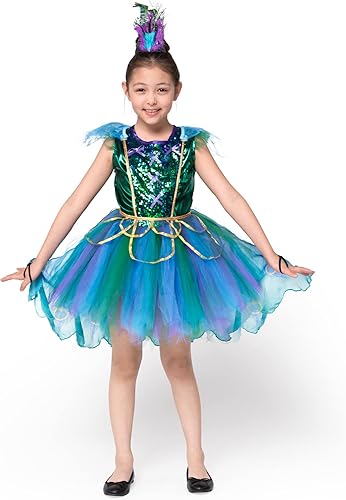 Miniatura 8 de Spooktacular Creations Disfraz de pavo real azul verdoso para niñas