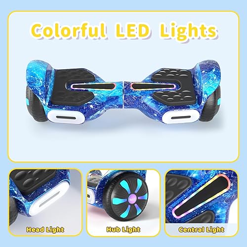 Miniatura 4 de SIMATE 6.5" Scooter, Bluetooth Music Speaker and LED Light, Top 8.5mph & 8.5 Miles Range Power by Dual 250W Motor, Gifts for Kids Adults Boys, for