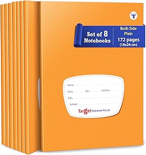 TARGET PUBLICATIONS Both Sides Blank Page Notebook for Students Small Unruled Notebooks 172 Pages 18 x 24 cms Soft Cover with Label Plain Notebook for Writing Drawing Journal School Set of 8