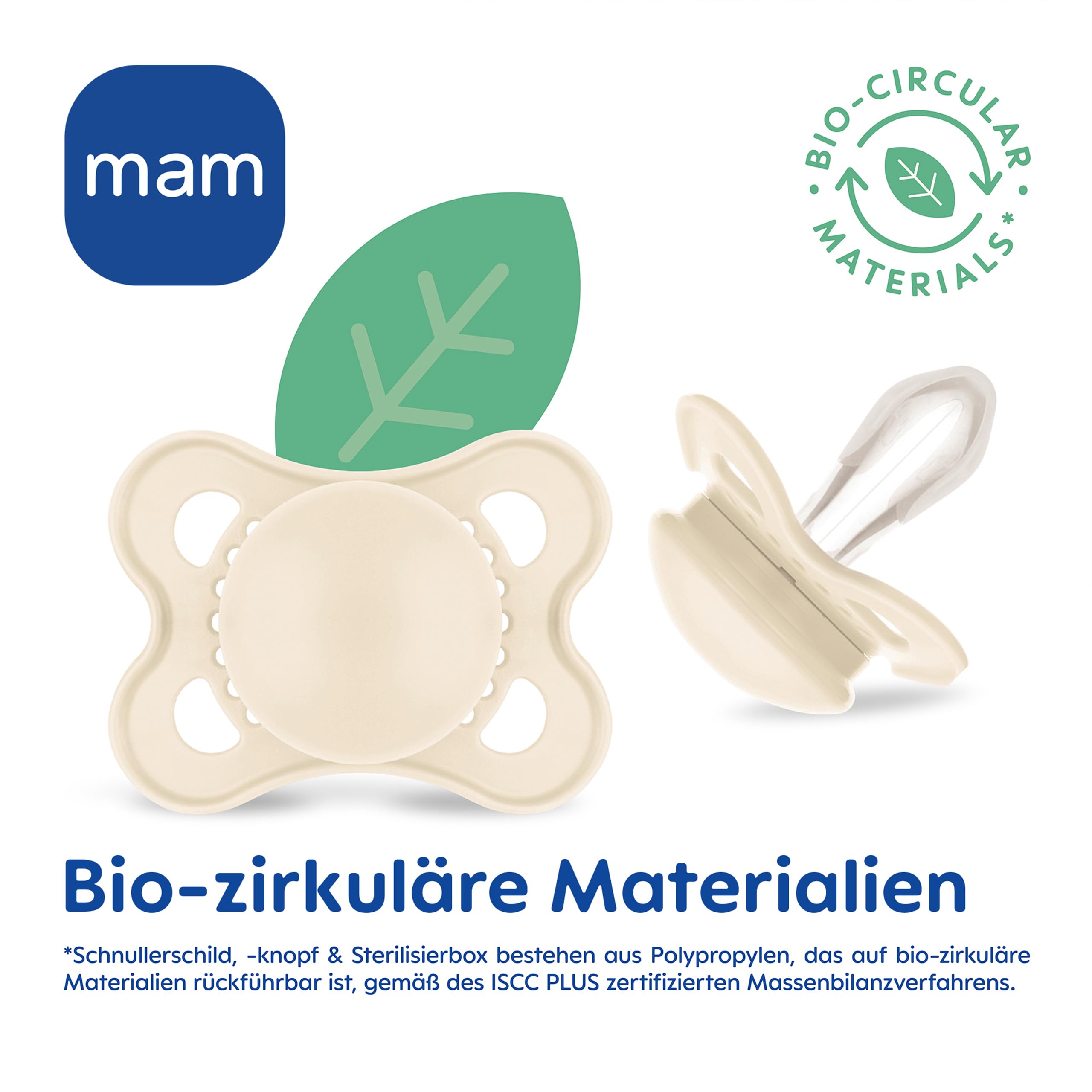 MAM Oryginalny smoczek, przyjazny dla żuchwy, wykonany z ekologicznych i odnawialnych materiałów, smoczek z silikonu MAM SkinSoft, z pudełkiem na smoczek, 0-6 miesięcy, niebieski/beżowy, 2 szt