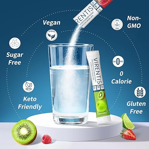 Miniatura 4 de 32 paquetes de electrolitos en polvo, paquetes de hidratación sin azúcar, 8 sabores líquidos diarios IV mezcla de bebida de electrolitos para