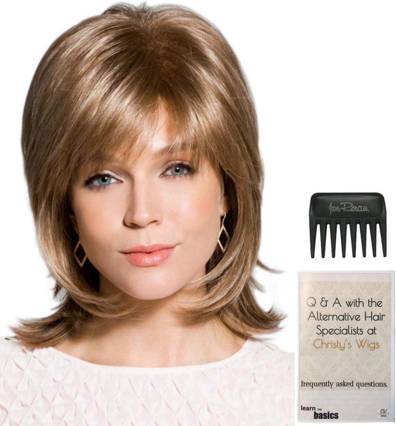 Bundle - 3 items: Bailey Wig by Rene Paris, Christy's Wigs Q & A Booklet & Wide Tooth Comb - Color: DARK CHOCOLATE