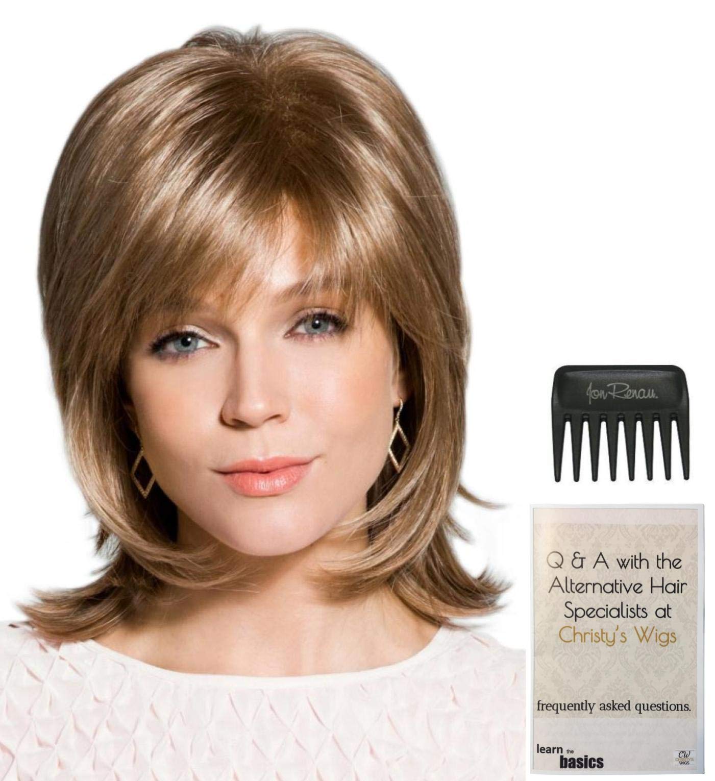Bundle - 3 items: Bailey Wig by Rene Paris, Christy's Wigs Q & A Booklet & Wide Tooth Comb - Color: DARK CHOCOLATE