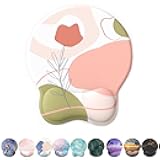 eulps Mouse Pad with Wrist Rest, Comfortable Computer Mousepad with Gel Wrist Support Smooth Surface and Non-Slip PU Base for Pain Relief, Laptop, Office & Home (Rose)