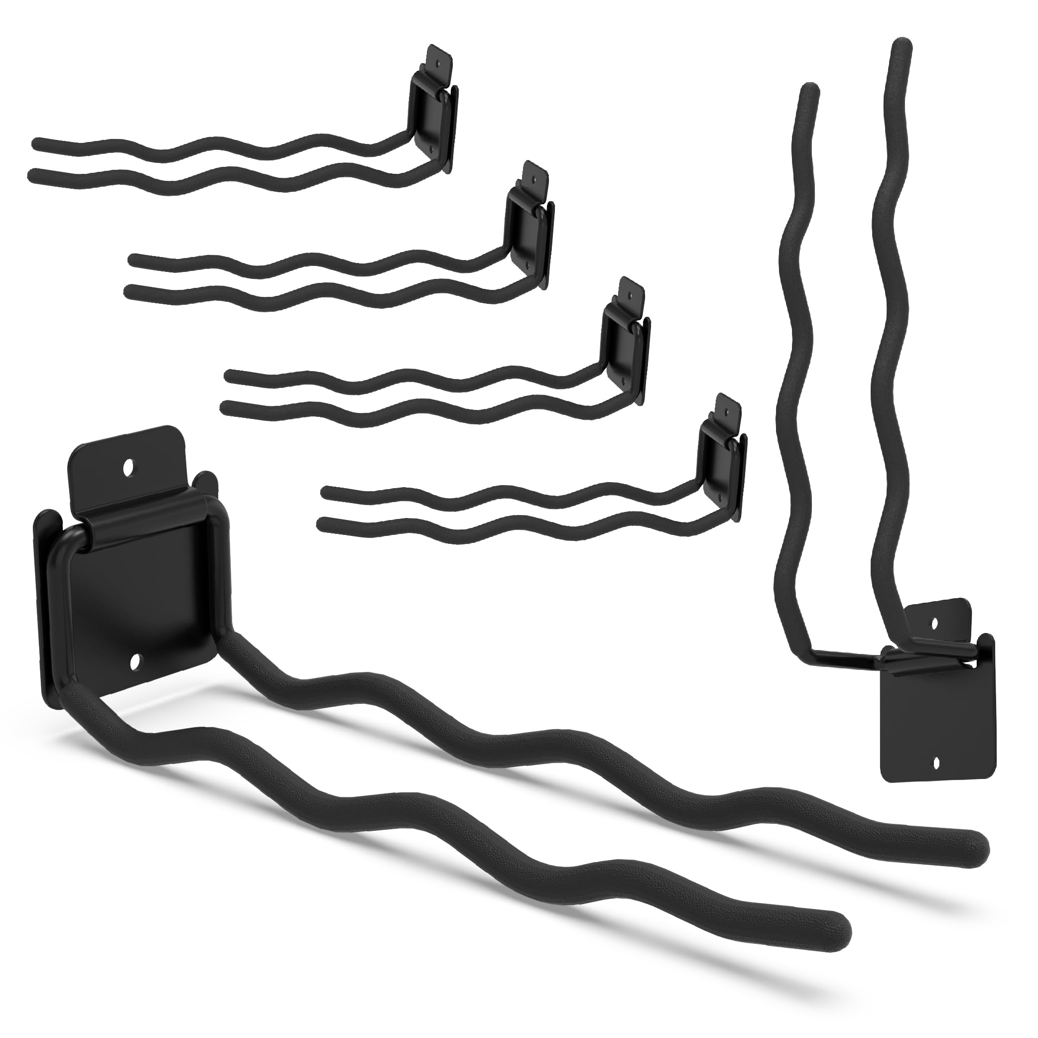 BFPeaky Heavy Duty Garage Hooks - 6 Pack Wave Hooks for Shovels, Chairs Tools - Durable 12" Ladder Hanger, Ideal for Garden, Garage, Yard Tool
