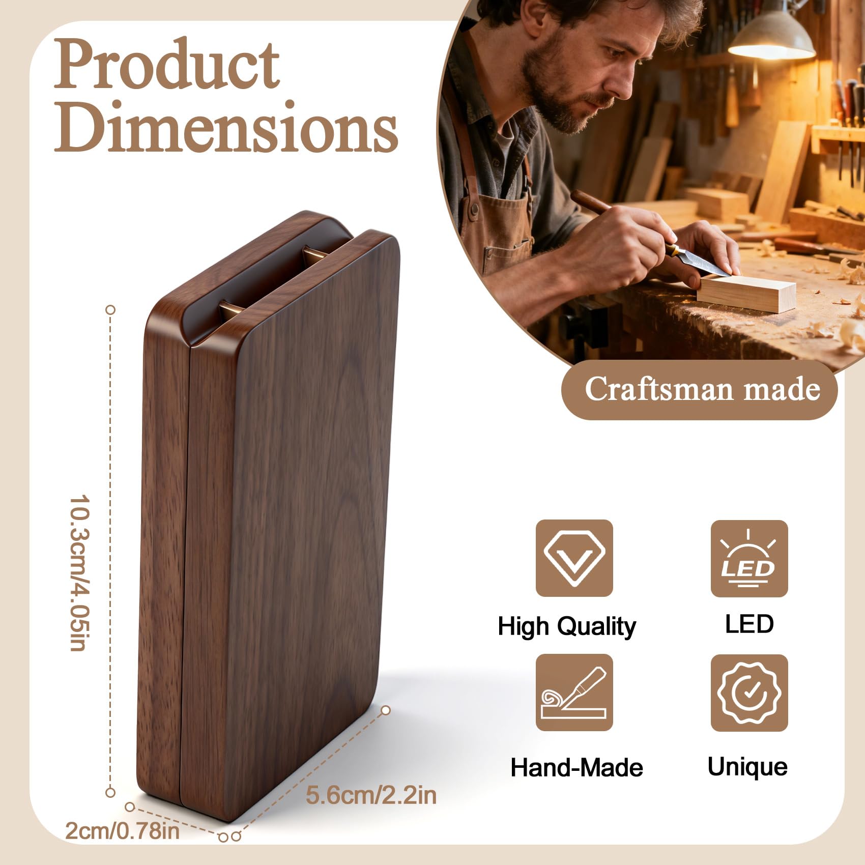 Rotierende Verlobungsringbox aus Holz für Antrag, Hochzeit, Jahrestag, Ringbox mit LED-Licht, Geschenkverpackung (schwarze Walnuss)