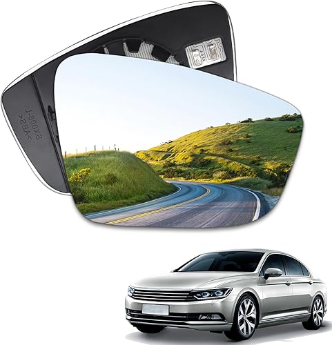 Espejo de cristal calefactable para el lado del pasajero, compatible con Volkswagen VW Passat Jetta Beetle 2011, 2012, 2013, 2014, 2015, 2016, 2017,