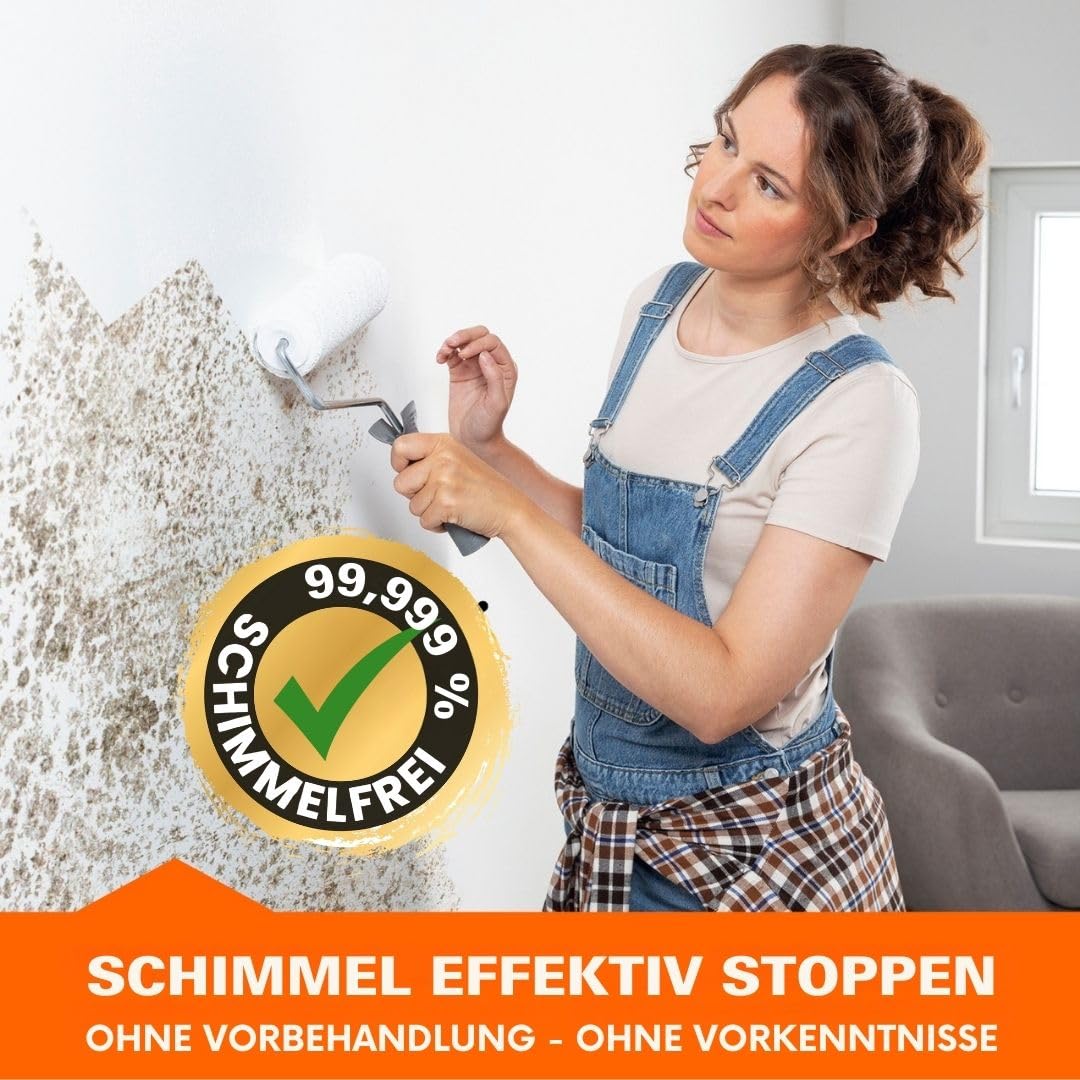 Tonis SCHIMMELSCHOCK Anti-Schimmel-Farbe 4,5 Liter | Effektive antimikrobielle Sofortwirkung, desinfizierende Wandfarbe für ca. 18 m², Schimmel-Stopp aus: Die Höhle der Löwen [weiss, abtönbar]