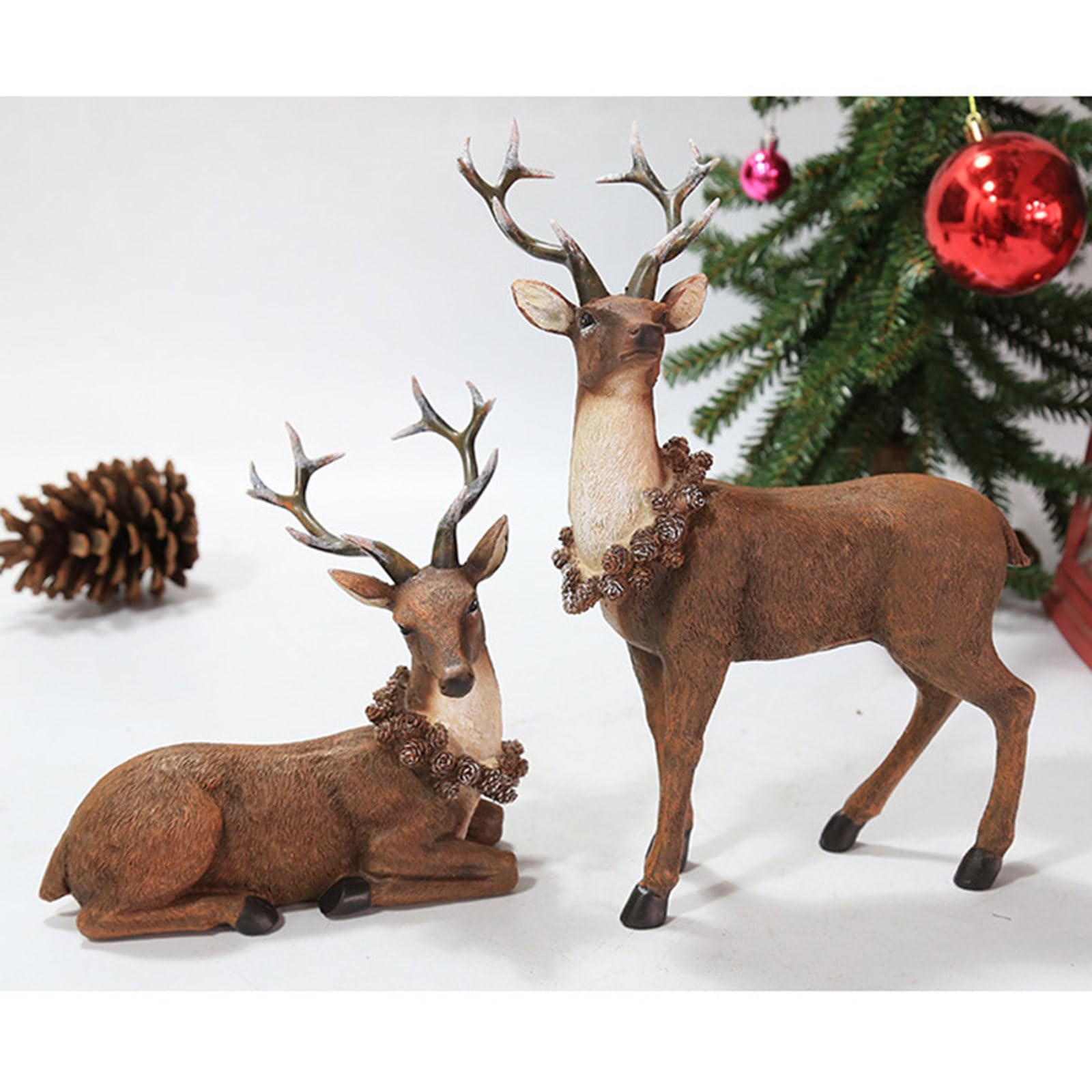 Figure realistiche di renna decorazioni natalizie cervo modello animale da collezione tavolo scrivania ornamento decorazioni per la casa regalo ornamento da tavolo