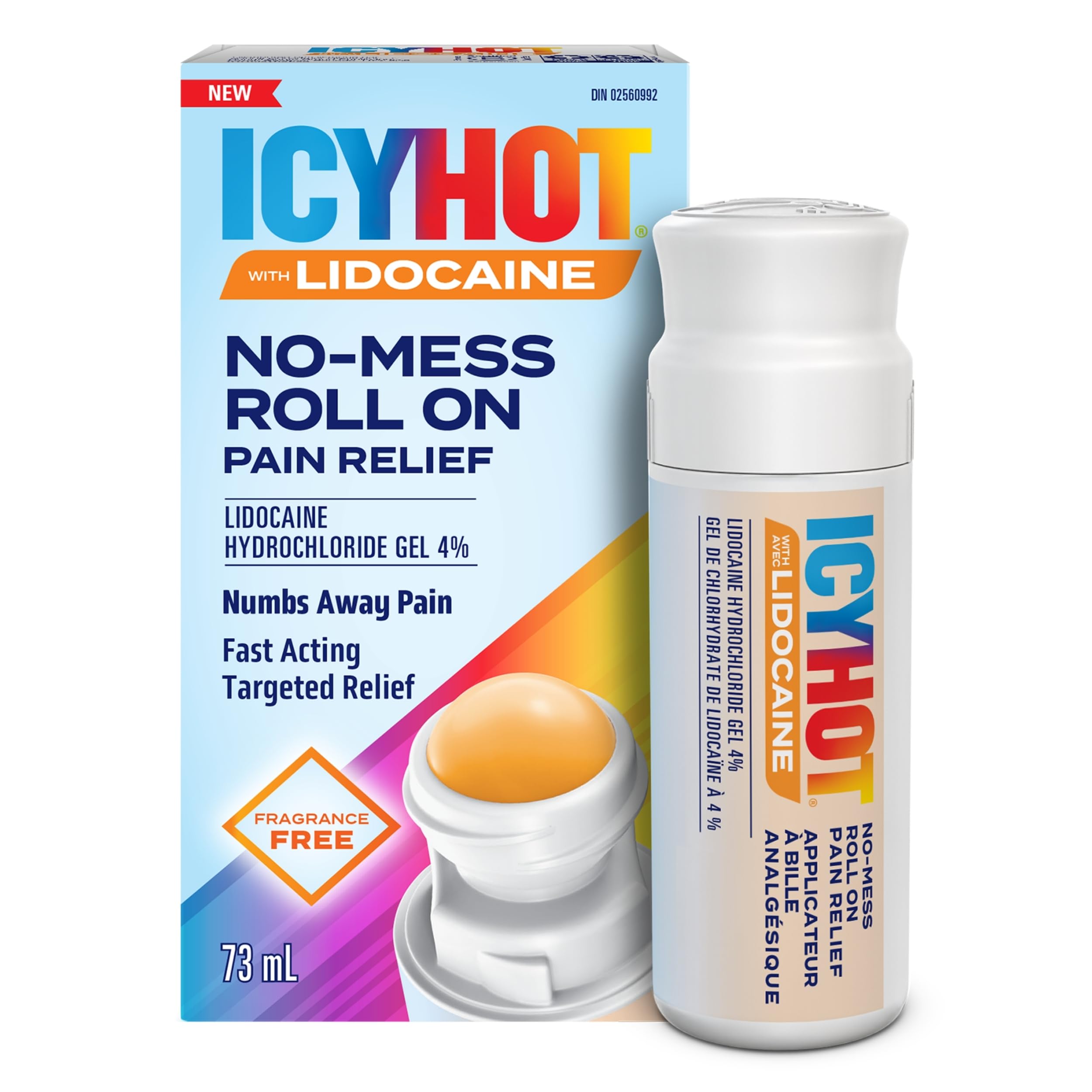 Icy Hot No Mess Roll-On Applicator with 4% Lidocaine, Numbs Away