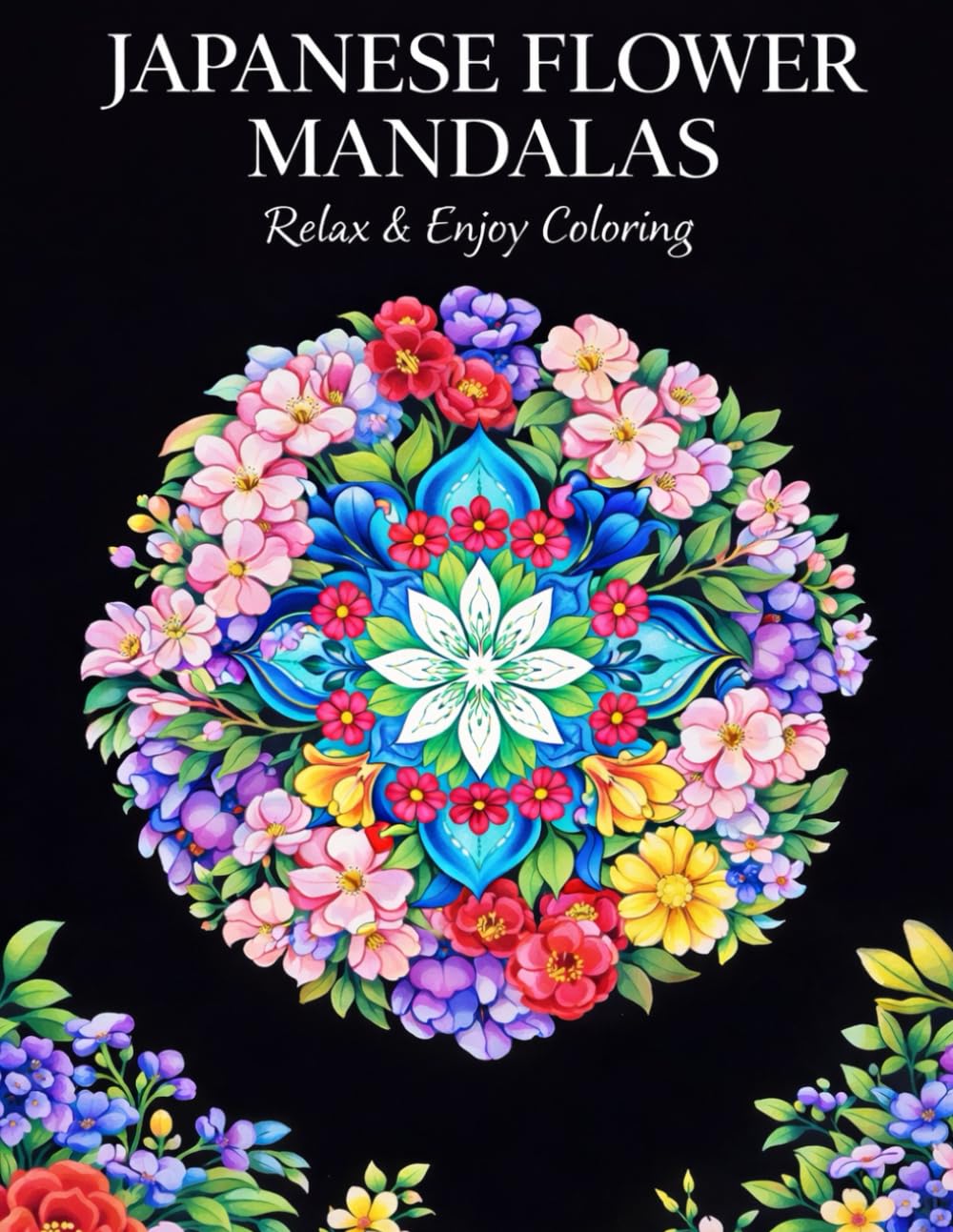 Japanese Flower Mandalas: A Relaxing Adult Coloring Book for Stress Relief & Mindfulness