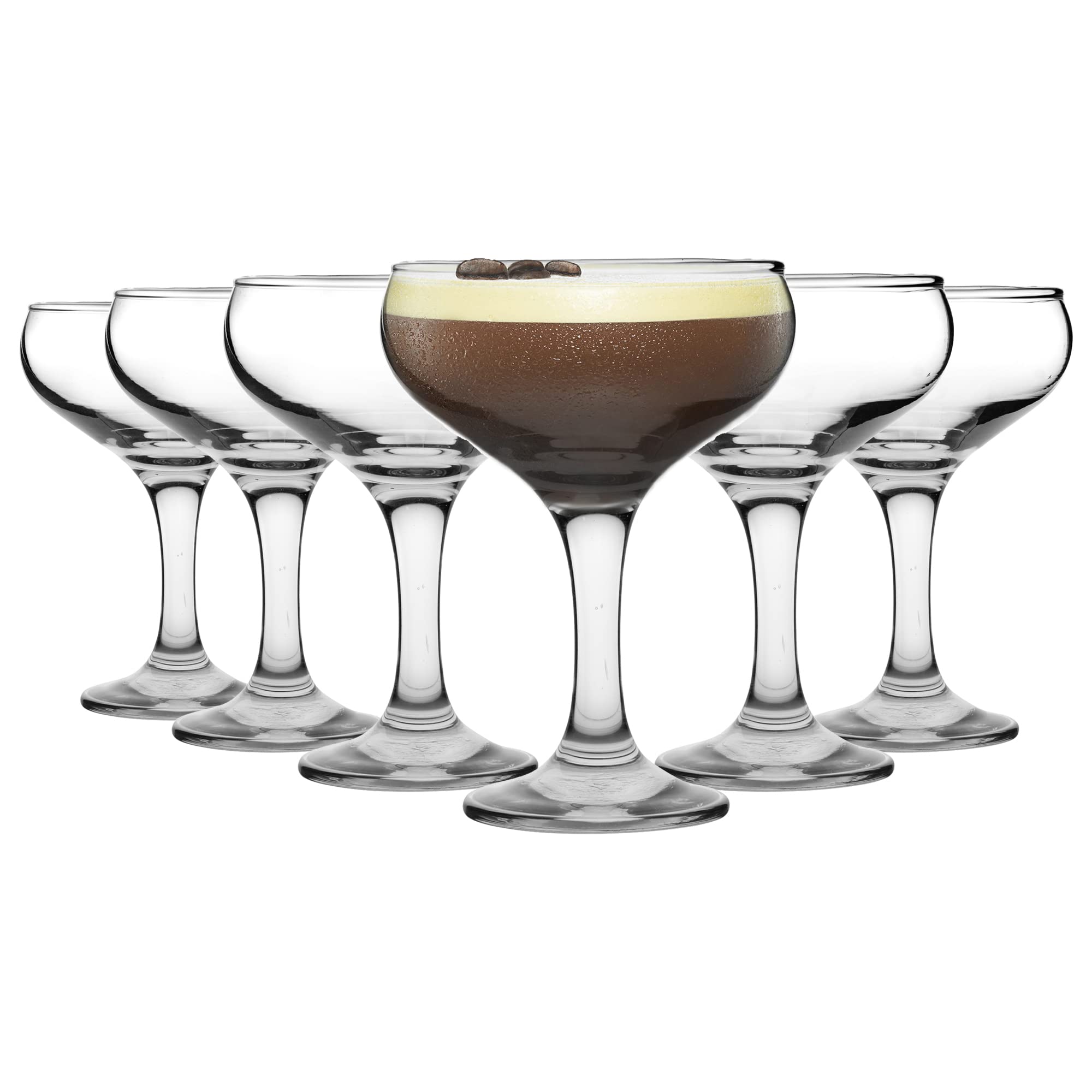 Rink Drink Champagne Saucers - Espresso Martini Cocktail Glasses Set - Vintage Champagne Saucers - 200ml - Clear - Pack of 12