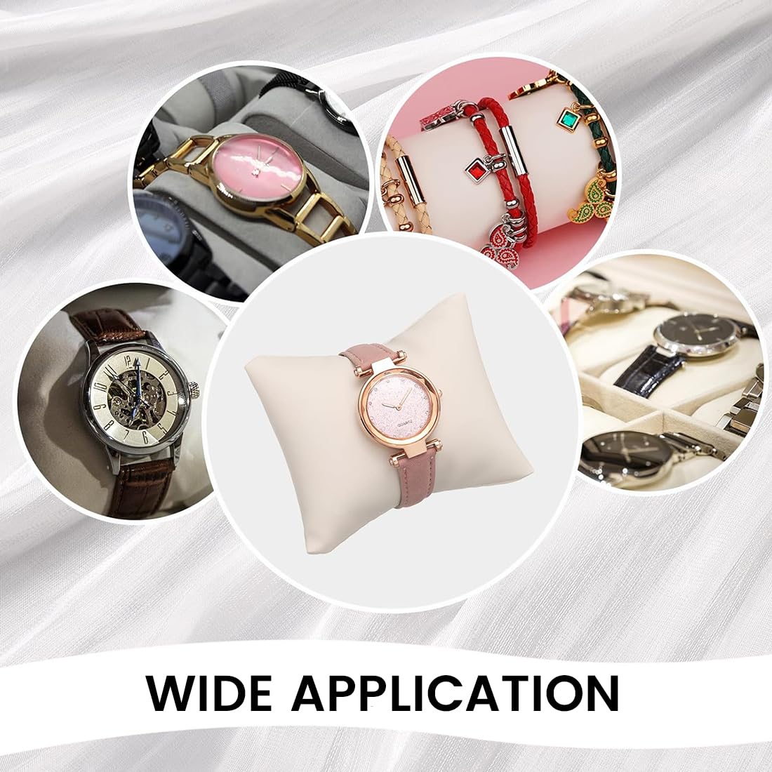 5 pièce ouate de Coton de Montre en ouate de Coton Oreiller de Montre Blanc et Blanc Présentoir de Bijoux Coussins de Bracelet pour Boîte Cadeau
