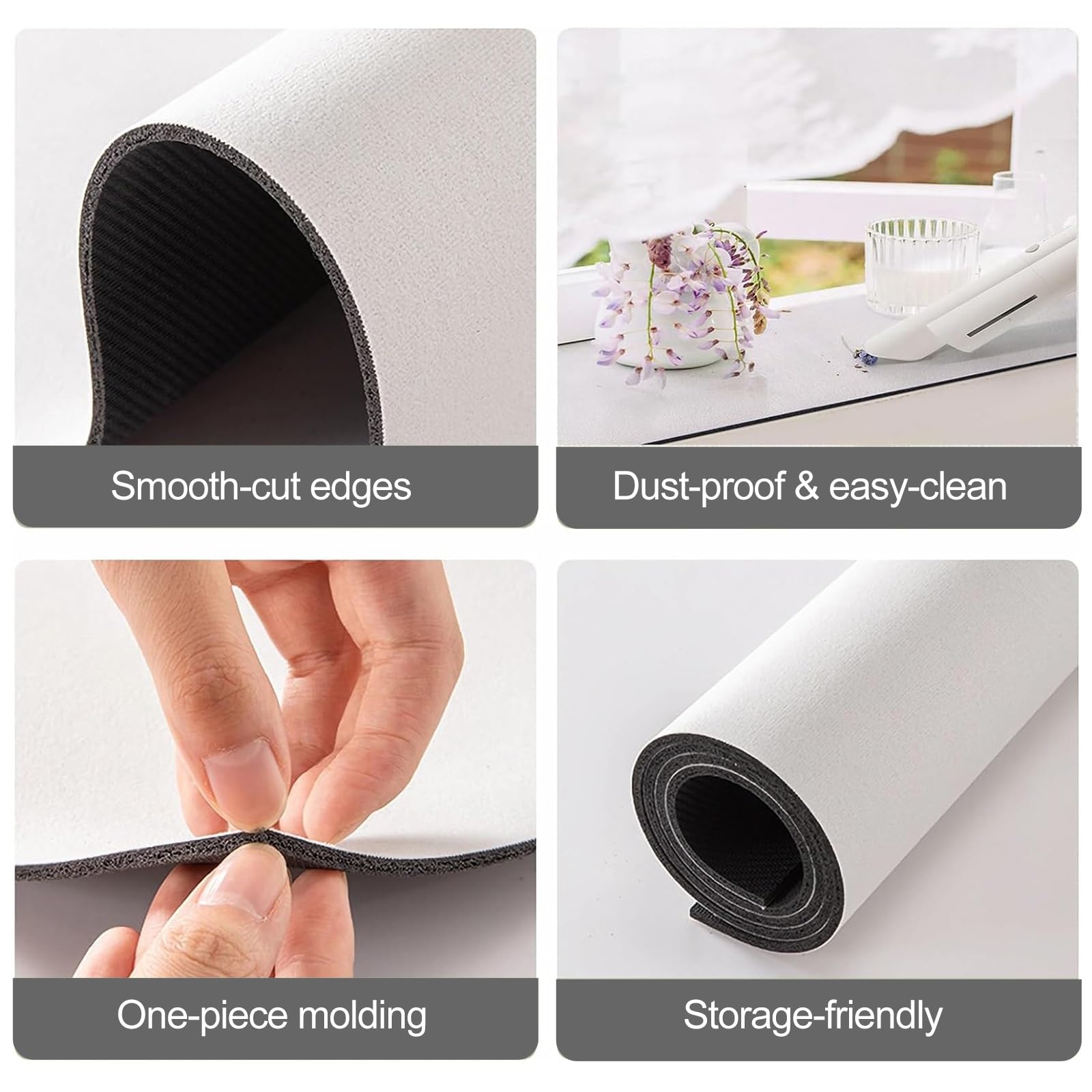 Tapis de rebord de fenêtre imperméable, tapis de protection antidérapant, 4 mm d'épaisseur pour décoration d'intérieur, durable et facile à nettoyer