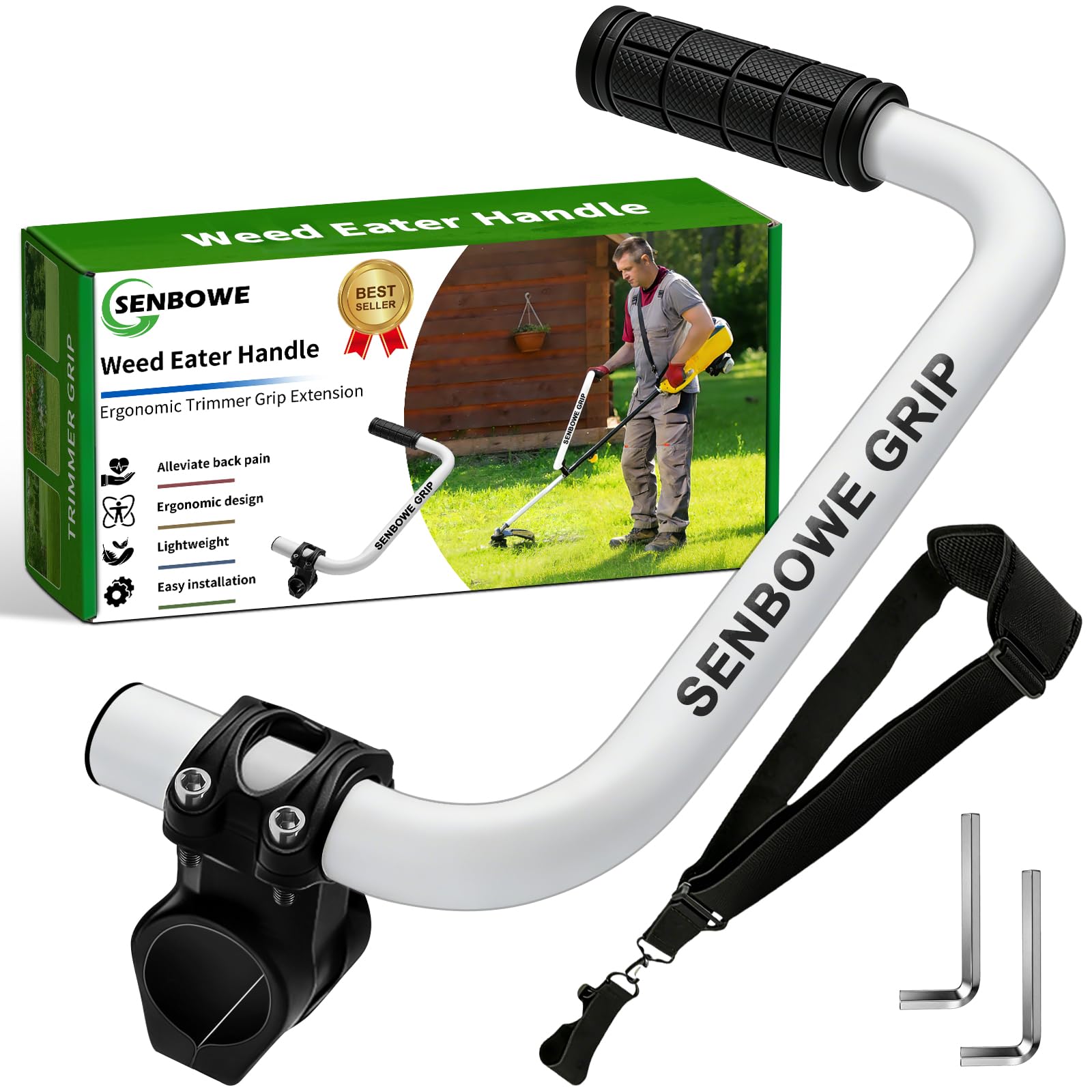 Extensión del mango de la cortadora de césped, mango ergonómico para desbrozadora, mango universal para cortar fácilmente el patio