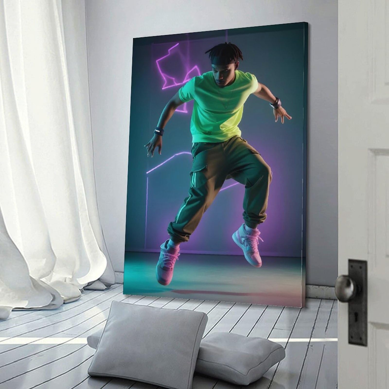 ZLQYHW Poster di street dance su tela, motivo: B-boy, hip hop, appassionato, decorazione per camera da letto per la famiglia, 60 x 90 cm