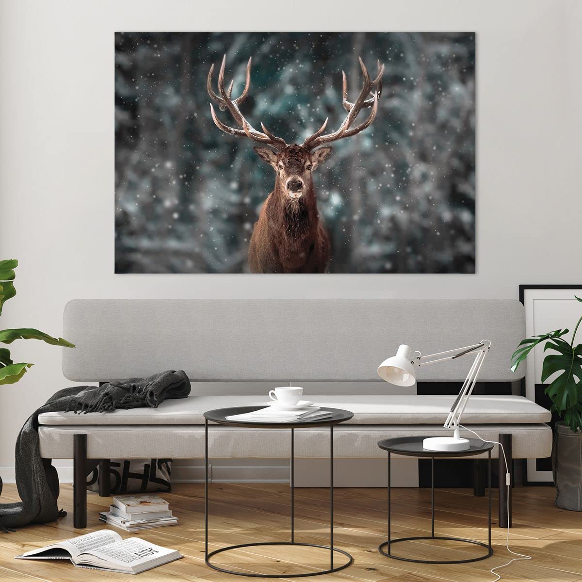 Tableau Sur Verre Cerf Coloré 30x30 Cm - Impression HD Fabriquée En France - Décoration Murale Brillante - 11